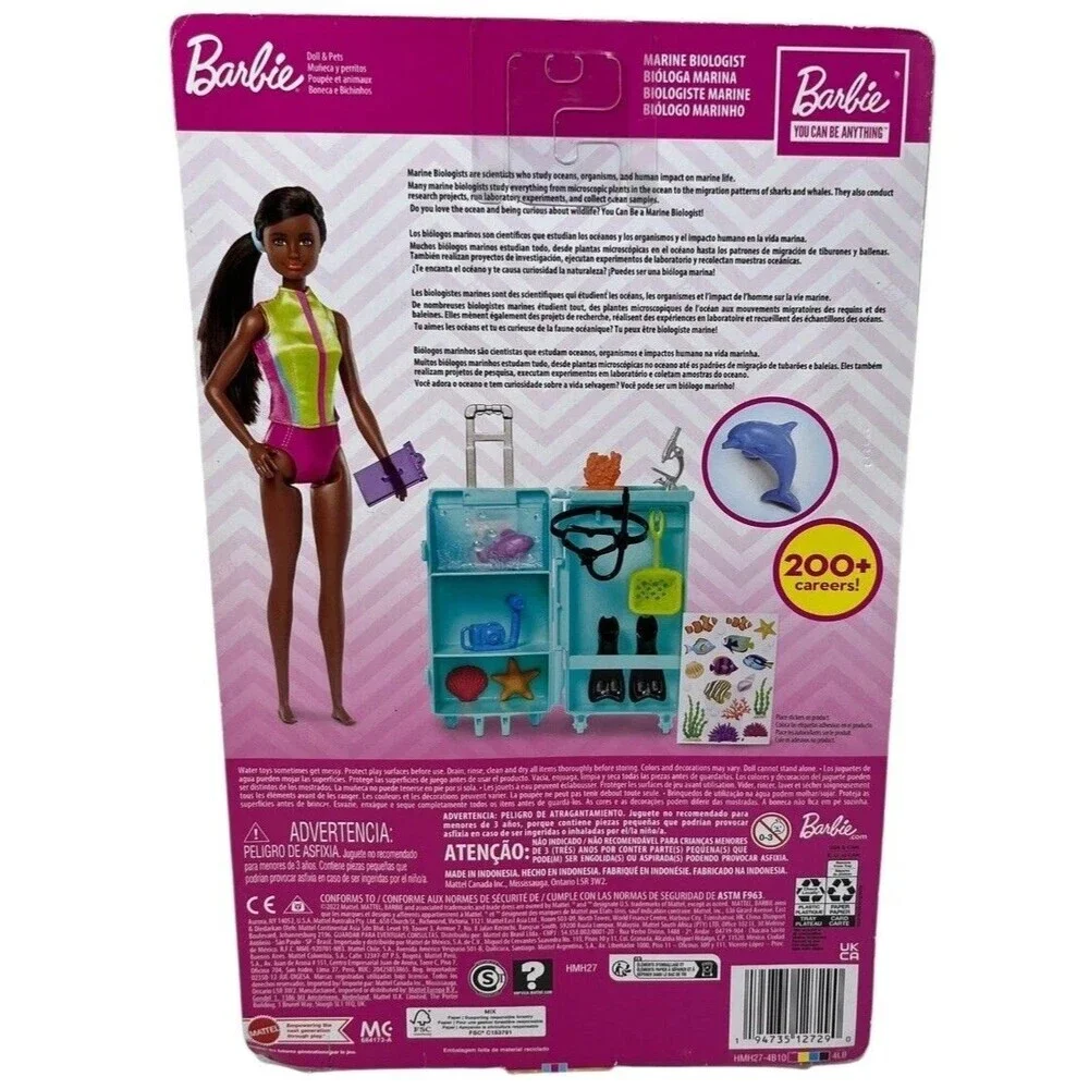 Barbie Marine Biologist Doll African American Black Hair Career Play Set New